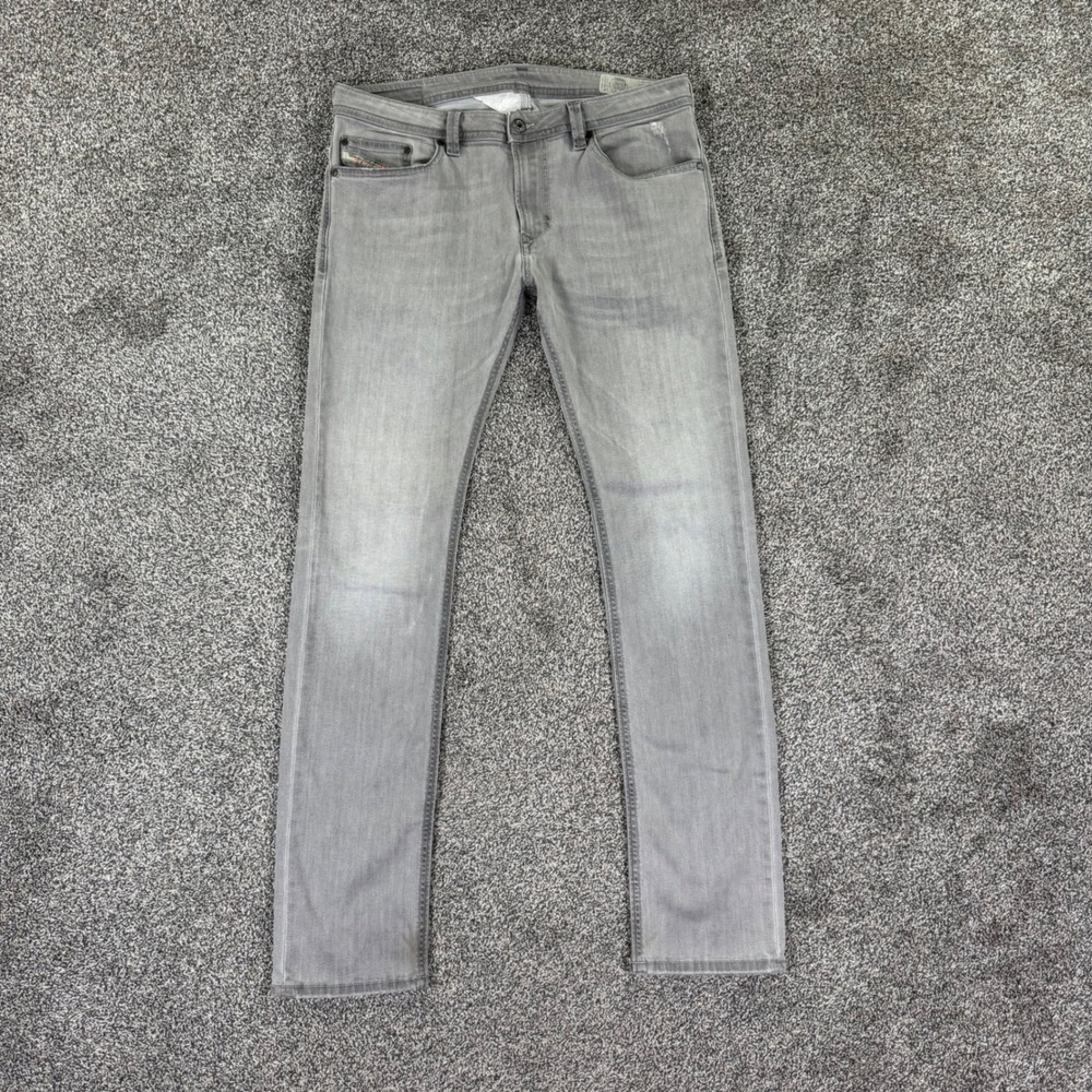Diesel Thavar Slim Skinny Fit Jeans Mens 34 Grey Stretch Denim Pants R00G5